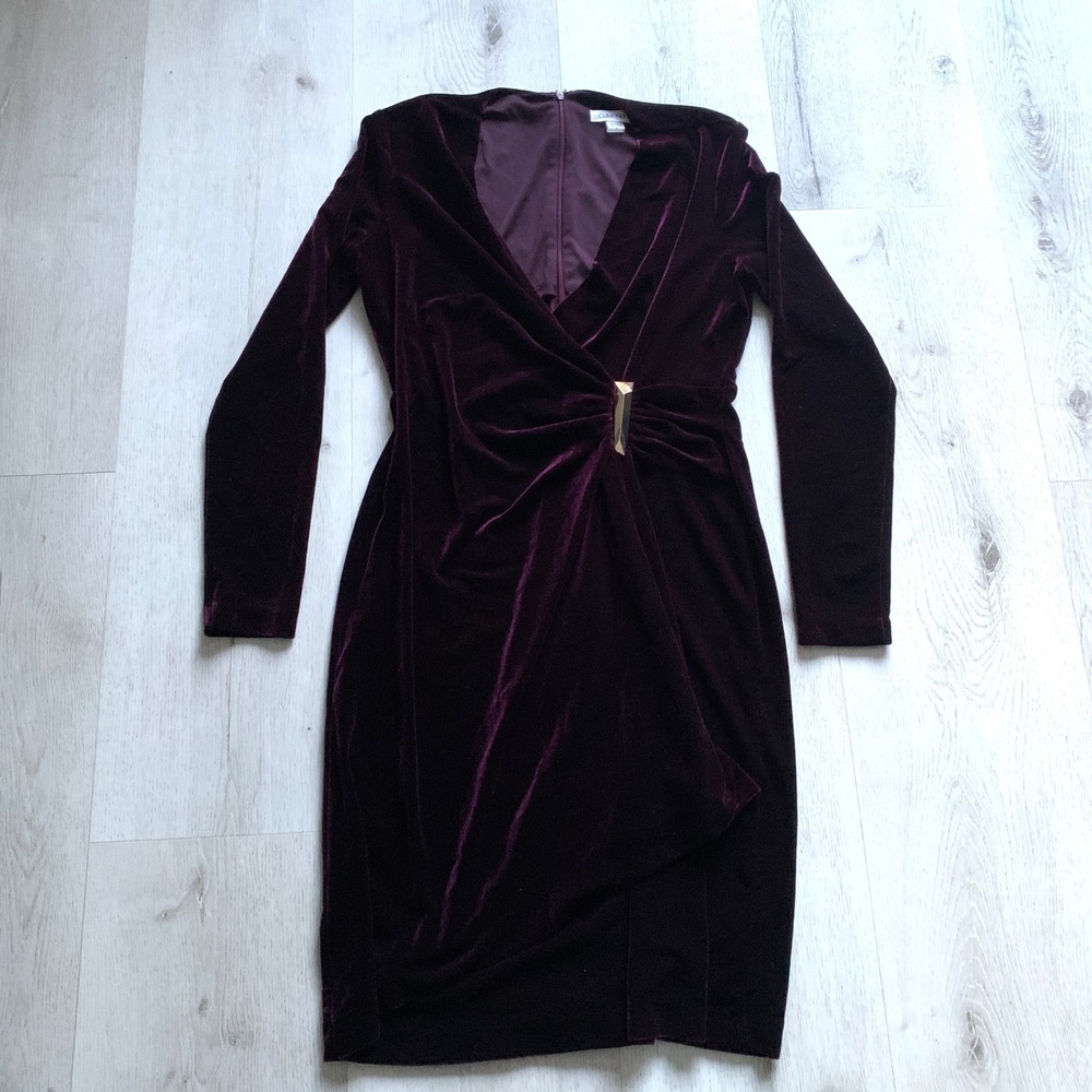 Calvin Klein Women's Velvet Side Bar Trim Sheath Dress‎